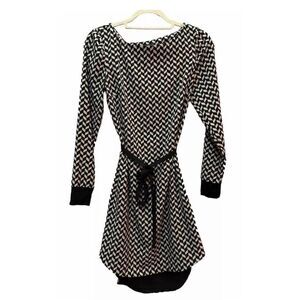 Armani Exchange Women's Long Sleeve Knit Midi Dress Size 2 Black/Cream Geometric